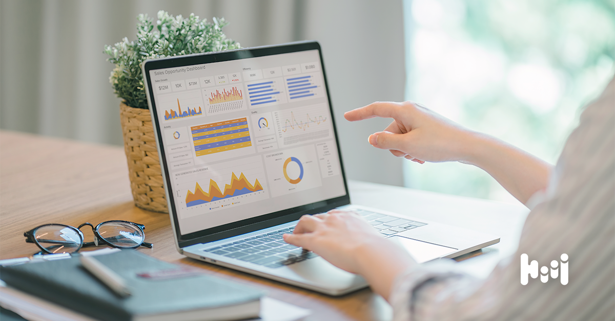 A laptop screen displaying lead generation metrics, symbolizing successful affiliate partnerships